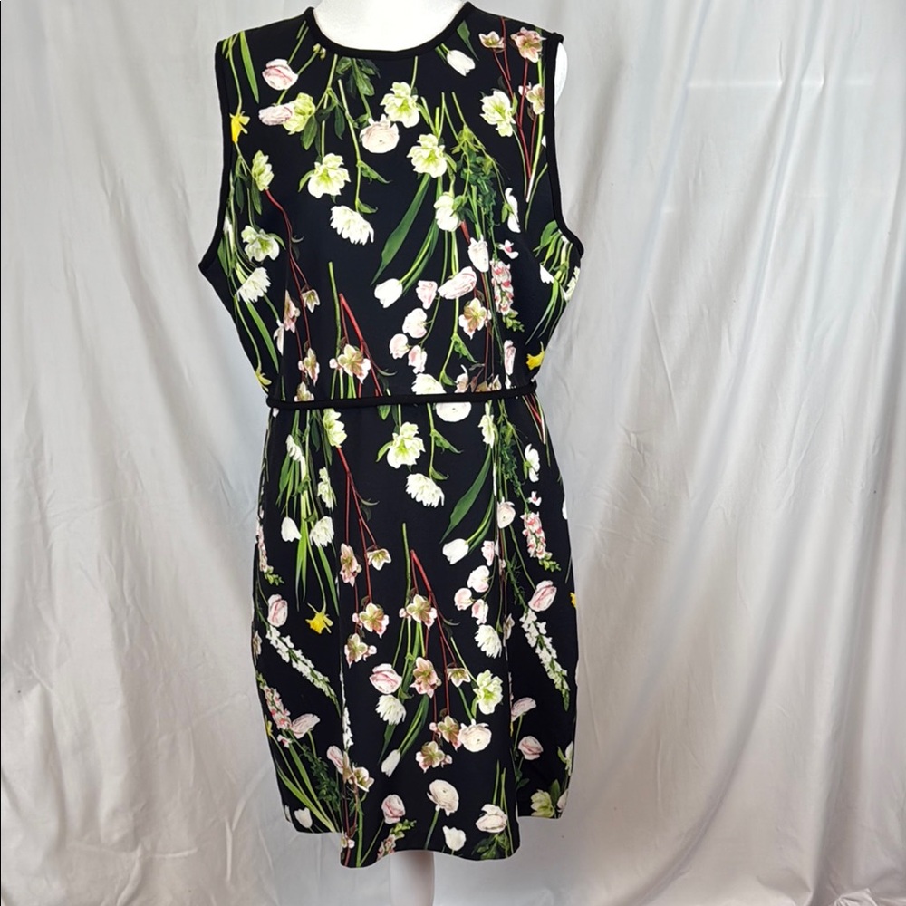Victoria Beckham for Target Black and Floral Sheath Mini Dress Size Lg